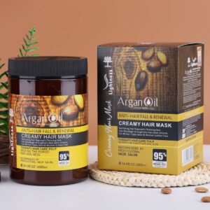 ماسک مو تقویت کننده لایتنس مدل Argan Oil فاقد سولفات مناسب انواع مو حجم 1000 میلی لیتر